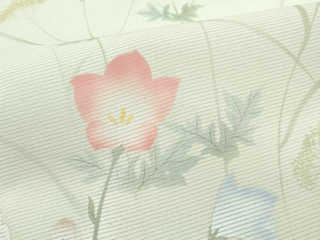 平和屋着物＊極上　夏物　訪問着・長襦袢セット　絽　秋草文　暈し染め　砂色地　逸品　未使用　CZAA4434s6 平和屋着物＊極上 夏物 訪問着・長襦袢セット 絽 秋草文 暈し染め