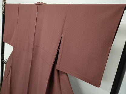 平和屋着物▽極上 洗える最高級着物 ＜英＞はなぶさ謹製 色無地 赤褐色 単衣 逸品 CZAA4436s6
