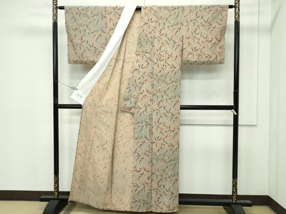 平和屋着物▽極上 洗える最高級着物 ＜英＞はなぶさ謹製 小紋 単衣 草木文 暈し染め 逸品 CZAA4438s6