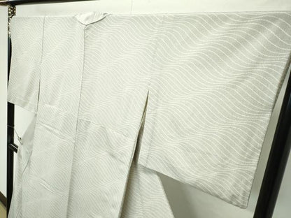 平和屋着物▽極上　洗える最高級着物　＜英＞はなぶさ謹製　小紋　単衣　立波文　逸品　CZAA4439s6