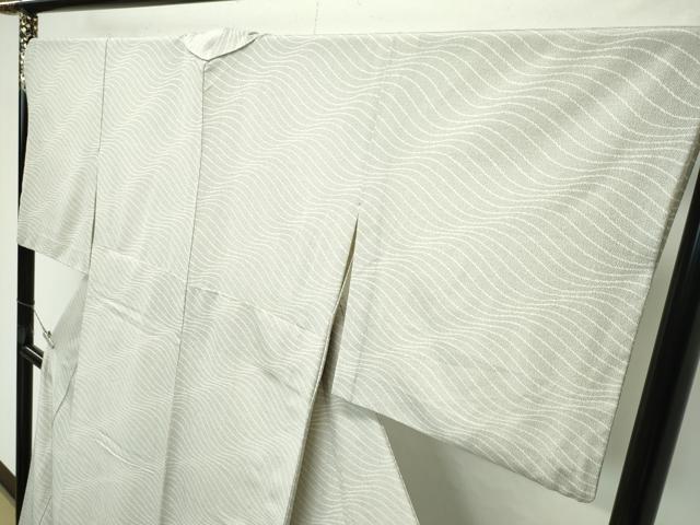 平和屋着物▽極上　洗える最高級着物　＜英＞はなぶさ謹製　小紋　単衣　立波文　逸品　CZAA4439s6
