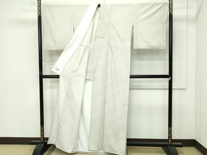 平和屋着物▽極上　洗える最高級着物　＜英＞はなぶさ謹製　小紋　単衣　立波文　逸品　CZAA4439s6