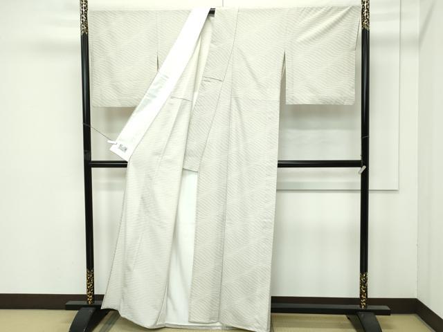 平和屋着物▽極上　洗える最高級着物　＜英＞はなぶさ謹製　小紋　単衣　立波文　逸品　CZAA4439s6