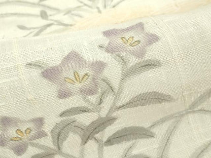 平和屋着物▽極上 訪問着 生紬 単衣 手描き 籬草花文 薄香色地 逸品 CZAA4440s6