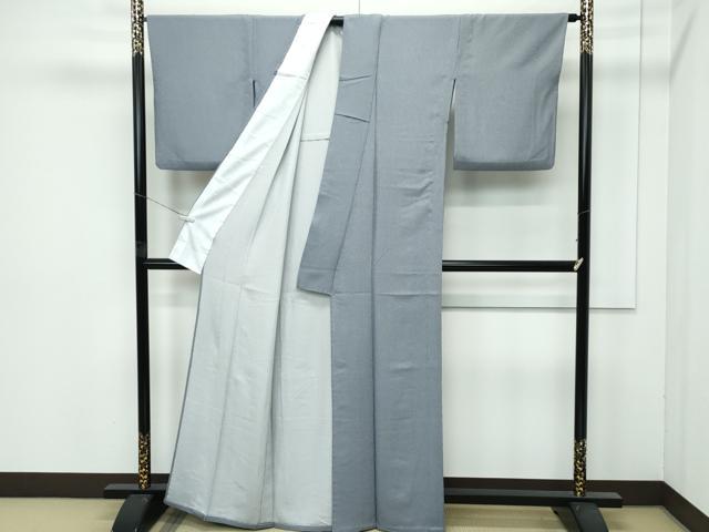 平和屋着物▽極上 江戸小紋 単衣 万筋 藍鉄色×灰黄緑 逸品 CZAA4441s6