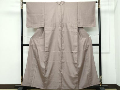 平和屋着物▽極上 お召 単衣 市松文様 空五倍子色×涅色 逸品 未使用 CZAA4445s6