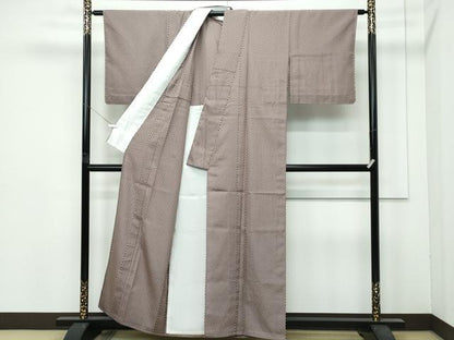 平和屋着物▽極上 お召 単衣 市松文様 空五倍子色×涅色 逸品 未使用 CZAA4445s6