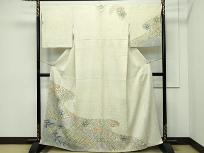 平和屋着物●極上　訪問着　総絞り　籬霞草花文　逸品　CZAA4446s6