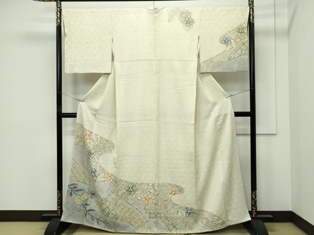 平和屋着物●極上　訪問着　総絞り　籬霞草花文　逸品　CZAA4446s6