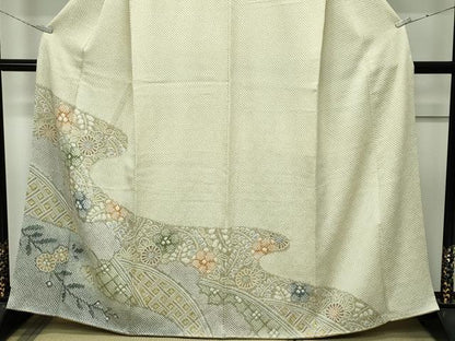 平和屋着物●極上　訪問着　総絞り　籬霞草花文　逸品　CZAA4446s6