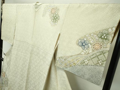 平和屋着物●極上　訪問着　総絞り　籬霞草花文　逸品　CZAA4446s6