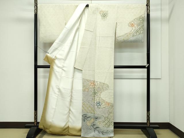 平和屋着物●極上　訪問着　総絞り　籬霞草花文　逸品　CZAA4446s6