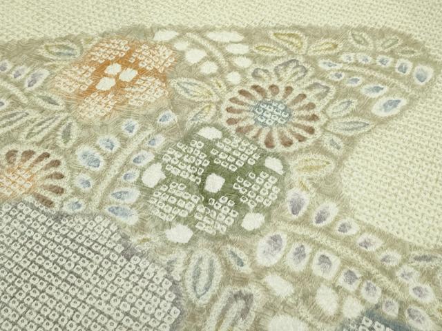 平和屋着物●極上　訪問着　総絞り　籬霞草花文　逸品　CZAA4446s6