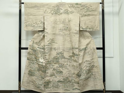 平和屋着物●極上　染織の名門　しょうざん  生紬　訪問着　風景文　逸品　CZAA4452s6