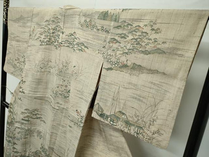 平和屋着物●極上　染織の名門　しょうざん  生紬　訪問着　風景文　逸品　CZAA4452s6