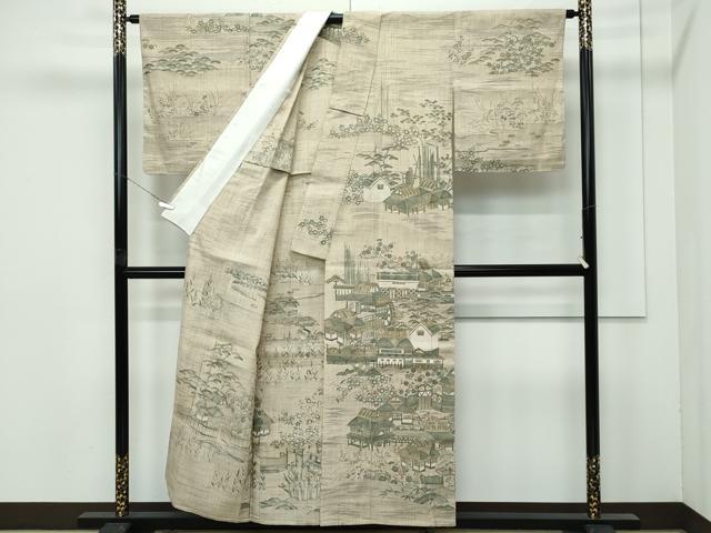 平和屋着物●極上　染織の名門　しょうざん  生紬　訪問着　風景文　逸品　CZAA4452s6