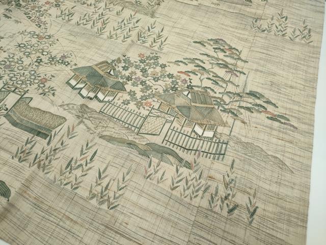 平和屋着物○極上 染織の名門 しょうざん 生紬 訪問着 風景文 逸品