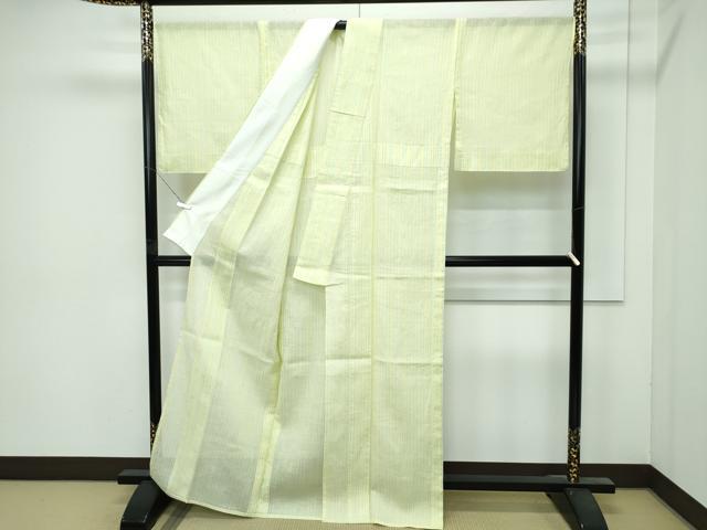 平和屋本店＊極上　夏物　本場小千谷ちぢみ　間道　古新織物謹製　証紙付き　麻　逸品　未使用　CZAA4454s6
