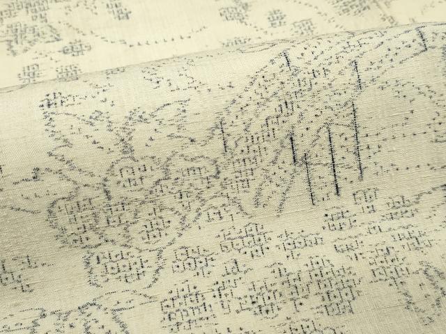 平和屋着物○結城紬 雲取り風景文 正絹 逸品 AABE1913fy 平和屋着物○