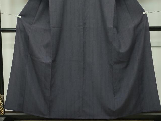 平和屋着物▽極上 本塩沢 単衣 110亀甲 縞 紫黒色地 逸品 CZAA4456s6