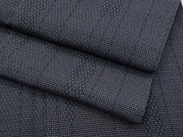 平和屋着物▽極上 本塩沢 単衣 110亀甲 縞 紫黒色地 逸品 CZAA4456s6