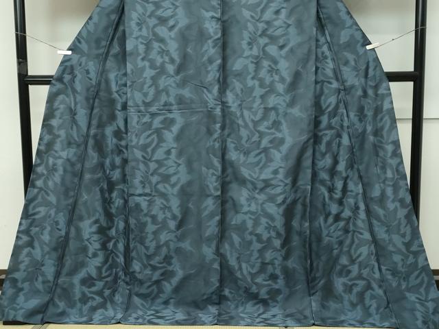 平和屋着物▽極上　西陣　宮階織物謹製　お召　単衣　舞葉文　反端付き　逸品　CZAA4457s6