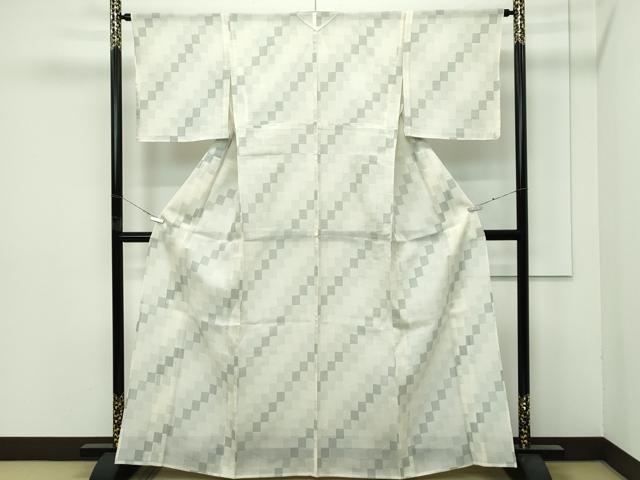 平和屋着物＊極上 夏物 本場大島紬 夏大島 白大島 市松文様 逸品 未使用 CZAA4459s6