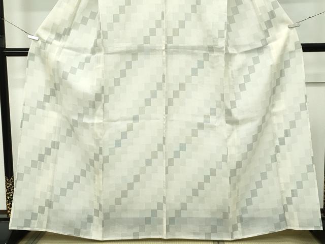 平和屋着物＊極上　夏物　本場大島紬　夏大島　白大島　市松文様　逸品　未使用　CZAA4459s6 平和屋着物＊極上 夏物 本場大島紬 夏大島 白大島 市松文様 逸品 未