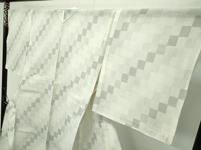 平和屋着物＊極上　夏物　本場大島紬　夏大島　白大島　市松文様　逸品　未使用　CZAA4459s6 平和屋着物＊極上 夏物 本場大島紬 夏大島 白大島 市松文様 逸品 未