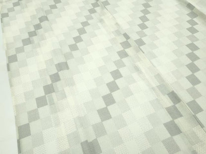 平和屋着物＊極上 夏物 本場大島紬 夏大島 白大島 市松文様 逸品 未使用 CZAA4459s6