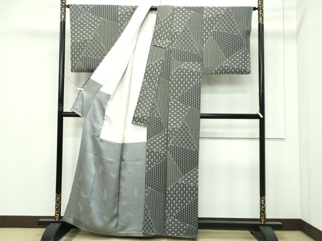 平和屋着物●極上　世界的友禅作家　千地泰弘　千地天女　小紋　切嵌吉祥文　千歳茶色地　逸品　CZAA4462s6