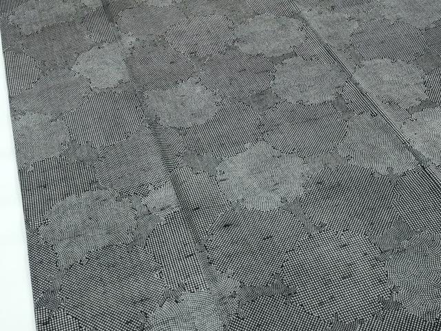 平和屋本店●極上 石川県指定無形文化財 牛首紬 白山工房 手織 江戸小紋 雪輪文様 鮫小紋柄 角通し 行儀 黒地 逸品 CZAA4467s6