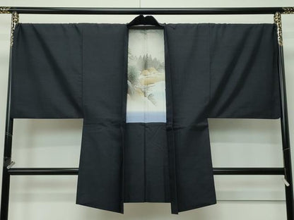 平和屋着物●極上 男性 紬 アンサンブル・長襦袢セット 色無地 蝋色 逸品 CZAA4471s6