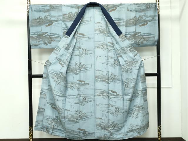 平和屋着物●極上 男性 紬 アンサンブル・長襦袢セット 色無地 蝋色 逸品 CZAA4471s6