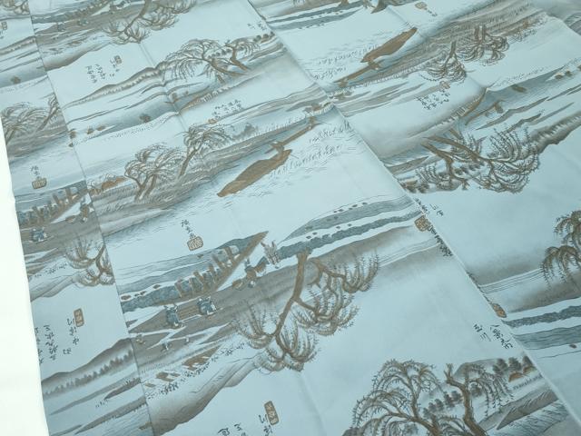 平和屋着物●極上 男性 紬 アンサンブル・長襦袢セット 色無地 蝋色 逸品 CZAA4471s6
