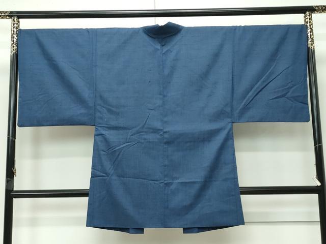 平和屋着物●極上 男性 紬 アンサンブル・長襦袢セット 色無地 鉄御納戸色 逸品 CZAA4472s6