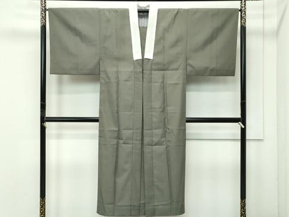 平和屋着物●極上 男性 紬 アンサンブル・長襦袢セット 色無地 鉄御納戸色 逸品 CZAA4472s6