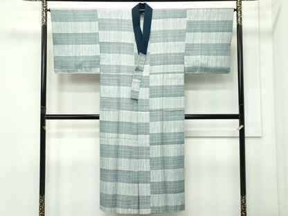 平和屋着物●極上 男性 紬 アンサンブル・長襦袢セット 色無地 青白橡色 逸品 未使用 CZAA4474s6