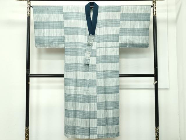 平和屋着物●極上 男性 紬 アンサンブル・長襦袢セット 色無地 青白橡色 逸品 未使用 CZAA4474s6