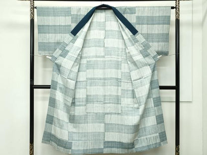 平和屋着物●極上 男性 紬 アンサンブル・長襦袢セット 色無地 青白橡色 逸品 未使用 CZAA4474s6