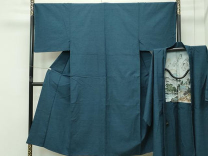 平和屋着物■極上　男性　紬　アンサンブル　網代織　百入茶色地　羽織紐付き　逸品　未使用　CZAA4479s6