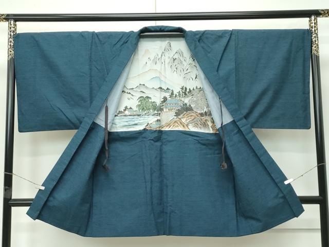 平和屋着物■極上　男性　紬　アンサンブル　網代織　百入茶色地　羽織紐付き　逸品　未使用　CZAA4479s6