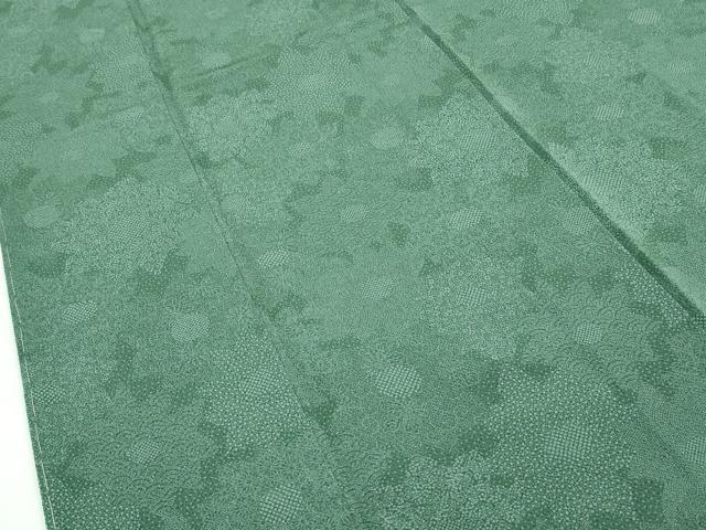 平和屋着物●極上　重要無形文化財　人間国宝　中村勇二郎　江戸小紋　草花文　鬼しぼ縮緬　老竹色地　逸品　未使用　CZAA4482s6
