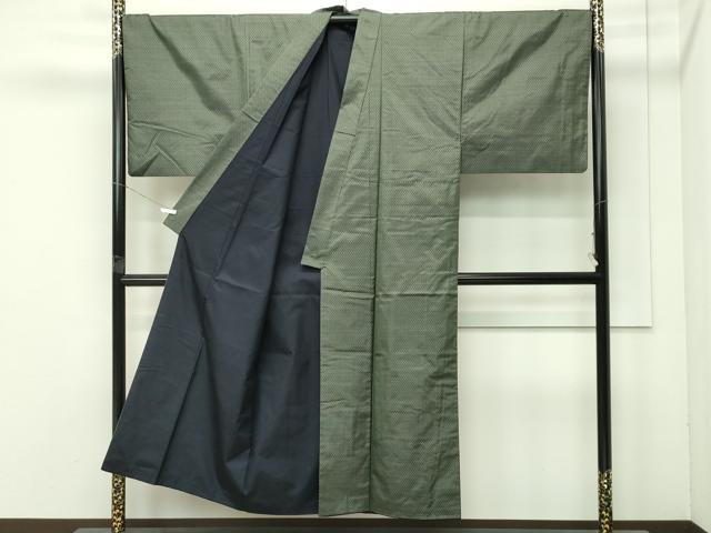 平和屋着物●極上　男性　本場大島紬　アンサンブル　幾何学文様　逸品　CZAA4494s6