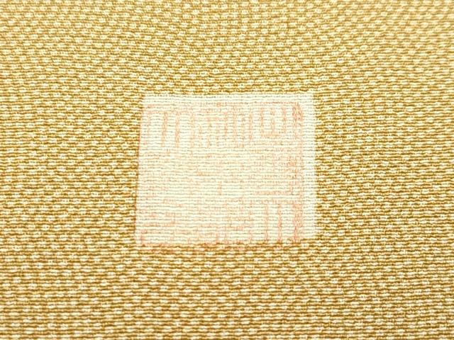 平和屋着物●極上　江戸小紋　作家物　鮫小紋柄　黄橡色地　逸品　未使用　CZAA4496s6 銀座【C-2965】繍一ッ紋 江戸小紋 黄色系 鮫文 :身丈158/裄68.5 - 銀座