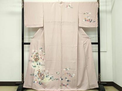 平和屋着物●極上　本加賀友禅作家　金丸充夫　訪問着　花籠文　暈し染め　洗柿色地　逸品　未使用　CZAA4499s6