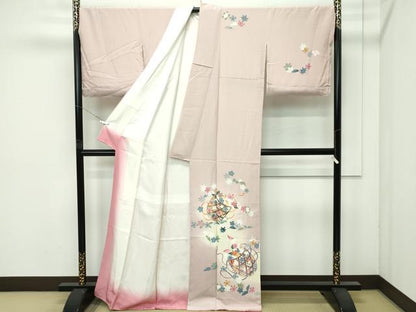 平和屋着物●極上　本加賀友禅作家　金丸充夫　訪問着　花籠文　暈し染め　洗柿色地　逸品　未使用　CZAA4499s6