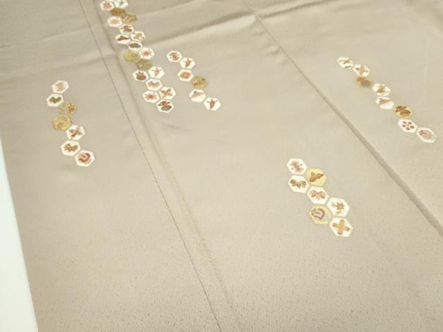 平和屋着物●極上　訪問着　駒刺繍　宝尽くし亀甲文　金彩　浅黄色地　逸品　CZAA4500s6