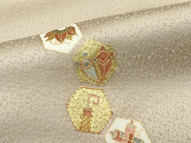 平和屋着物●極上　訪問着　駒刺繍　宝尽くし亀甲文　金彩　浅黄色地　逸品　CZAA4500s6