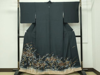 平和屋着物●極上 ファッションデザイナー HIROKO KOSHINO コシノヒロコ  色留袖 霞草木文 暈し染め 金銀彩 濃紺地 逸品 CZAA4501s6